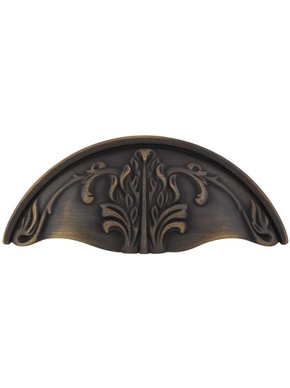 Corinthian Cup Pull - 3 inch Center-to-Center in Redington Brass.